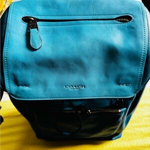 Coach Teal Leather Backpack